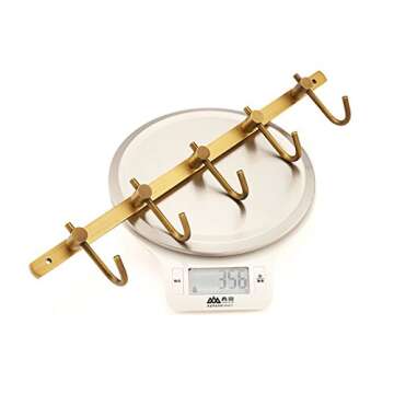 AUSWIND Antique Brass Brushed Bronze Coat Hooks Wall Mount Towel Rack Hooks Line Hooks with 5 Hangers Bathroom Accessories