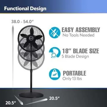 Lasko Adjustable Height Oscillating Pedestal Fan