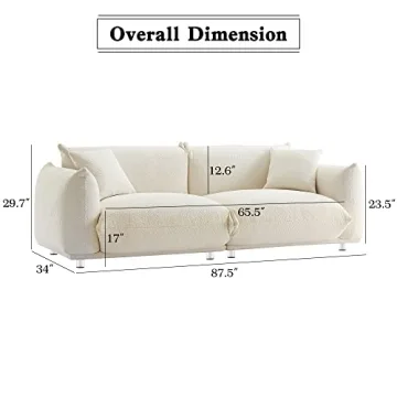 Stylish 86" Lambswool Couch for Living Room Comfort