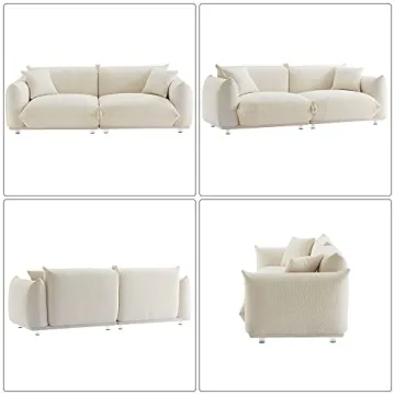 Stylish 86" Lambswool Couch for Living Room Comfort