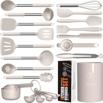 Heat Resistant Silicone Kitchen Utensil Set Dishwasher Safe