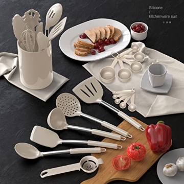 Heat Resistant Silicone Kitchen Utensil Set Dishwasher Safe