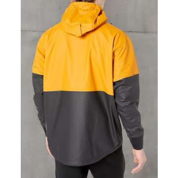 Helly-Hansen Workwear Roan Waterproof Anorak Jackets for Men Made of Heavy-Duty High-Mobility Protective PVC-coated Polyester, 399 Ochre/Charcoal - X-Large
