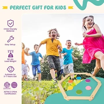 Costzon Wooden Balance Beam Playset for Kids Ages 3+