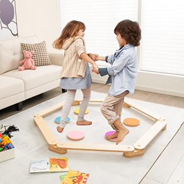 Costzon Wooden Balance Beam Playset for Kids Ages 3+