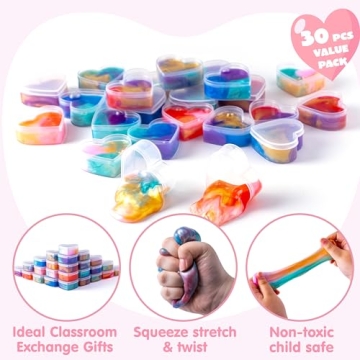 JOYIN 30 PCS Galaxy Slime Hearts for Valentine's Day Fun