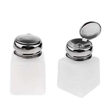 DNHCLL 100ML Metal Cap Push Down Empty Bottle Dispenser for Nail Polish Remover, Pump Dispensers Empty Plastic Bottle With Lock Pump Head for Lip Eye Makeup Remover