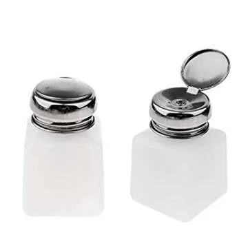 DNHCLL 100ML Metal Cap Push Down Empty Bottle Dispenser for Nail Polish Remover, Pump Dispensers Empty Plastic Bottle With Lock Pump Head for Lip Eye Makeup Remover