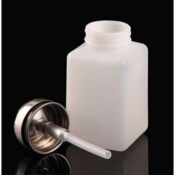 DNHCLL 100ML Metal Cap Push Down Empty Bottle Dispenser for Nail Polish Remover, Pump Dispensers Empty Plastic Bottle With Lock Pump Head for Lip Eye Makeup Remover