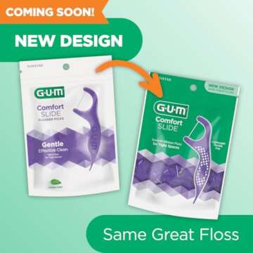 GUM Comfort Slide Floss Picks - Perfect for Tight Teeth - Extra Strong Shred-Resistant Dental Floss,...