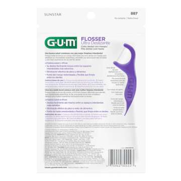 GUM Comfort Slide Floss Picks - Perfect for Tight Teeth - Extra Strong Shred-Resistant Dental Floss, Easy Grip Handle - Dental Flossers for Adults - Fresh Mint Flavor, 90 ct
