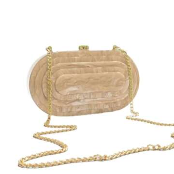 GSYPS Acrylic Clutch Purse Marbled Evening Handags Elegant Shoulder Bag for Wedding Cocktail Party Prom C-Champagne