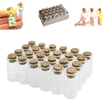 Mini Clear Glass Jars Bottles with Cork Stoppers for Arts & Crafts, Projects, Decoration, Party Favo...