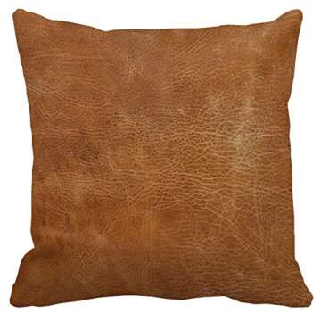 decorbox Brown Leather Print 18x18 Inch Throw Pillow Cover, Western Southwestern Decorative Faux Cow...