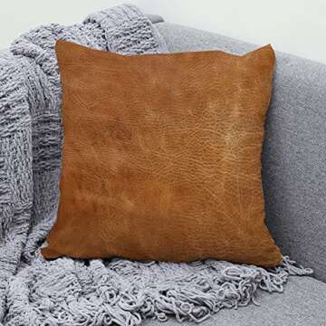 Buy Brown Leather Print Throw Pillow Cover Today!