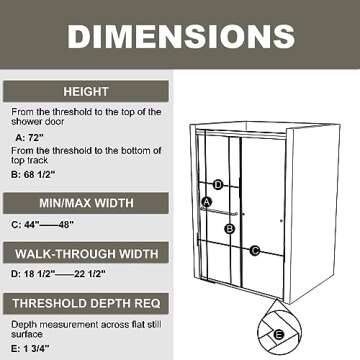 Gxcevsou 44-48" W x 72" H Semi-Frameless Sliding Shower Door, Glass Shower Door with 1/4'' (6mm) Clear SGCC Tempered Glass, Matte Black Finish, Shower Doors can be Installed Left and Right