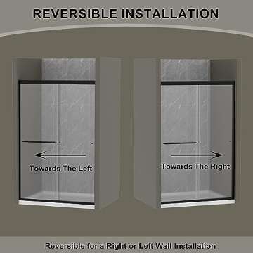 Gxcevsou 44-48" W x 72" H Semi-Frameless Sliding Shower Door, Glass Shower Door with 1/4'' (6mm) Clear SGCC Tempered Glass, Matte Black Finish, Shower Doors can be Installed Left and Right