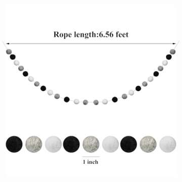 Boao 2 Pcs Wool Felt Garland Ball Garland 6.5 Ft 24 Balls Felt Ball Garland Winter Pompom Garlands f...