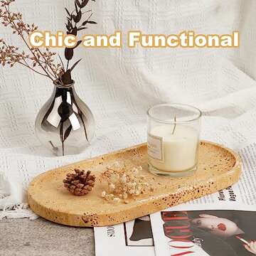 Koville Natural Travertine Decorative Tray for Home