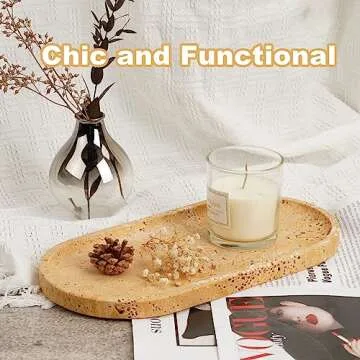 Koville Natural Travertine Decorative Tray for Home