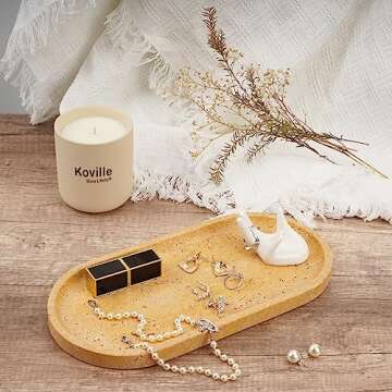 Koville Natural Travertine Decorative Tray for Home