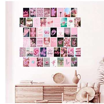 Pink Wall Collage Kit Aesthetic Pictures, Bedroom Decor for Teen Girls, Wall Collage Kit, Collage Kit for Wall Aesthetic, VSCO Girls Bedroom Decor, Aesthetic Posters, Wall Collage, Collage Kit
