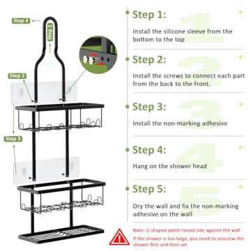 AHNR Shower Caddy - Stylish Bathroom Organizer with Hooks