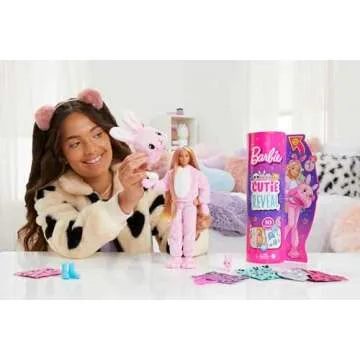 Barbie Cutie Reveal Fashion Doll with Bunny Plush Costume & 10 Surprises Including Mini Pet & Color ...