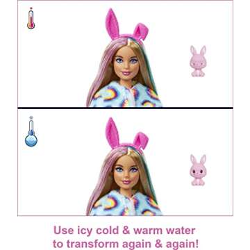Barbie Cutie Reveal Fashion Doll with Bunny Plush Costume & 10 Surprises Including Mini Pet & Color Change