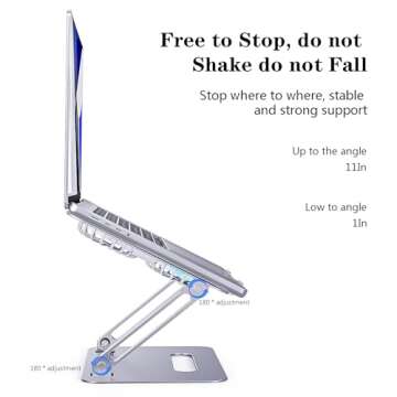 Eiyikof Adjustable Laptop Stand Laptop Cooling Pad with Fan USB Hub Compatible with 10 to 15 Inches ...