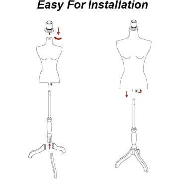 Female Mannequin Torso Dress Form Manikin Body Sewing Mannequins w/ Wooden Tripod Base Stand 58"-67" Adjustable Height