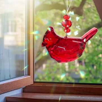 Cardinal of Comfort Visitor from Heaven Sympathy Gift Set Cardinal Memorial Gifts Bereavement Gifts Remembrance Gift for Loss of Father, Mom, Sister - Red Bird Crystal Window Décor
