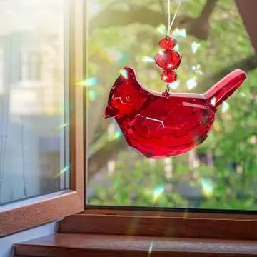 Cardinal of Comfort Visitor from Heaven Sympathy Gift Set Cardinal Memorial Gifts Bereavement Gifts Remembrance Gift for Loss of Father, Mom, Sister - Red Bird Crystal Window Décor