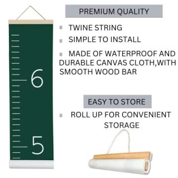 Morxy Canvas Growth Chart for Kids - Unisex Kids Room Wall Decor - Measuring Height Chart- Wall Tape...