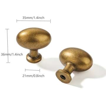 Khtumeware Antique Brass Cabinet Knobs - 10 Pack Vintage Dresser Drawer Pulls