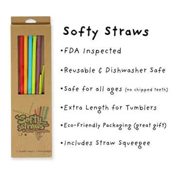 Long Silicone Straws With Stoppers for Tumblers - Slender Silicon Rubber Reusable Drinking Straws for Simple Modern, Starbucks, Yeti, rTic, Acrylic 24 30 40 oz Tumbler Cups - Flexible BPA Free