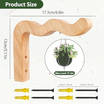 FGSEAOR Wooden Plant Hangers - Stylish & Durable Indoor/Outdoor Hooks