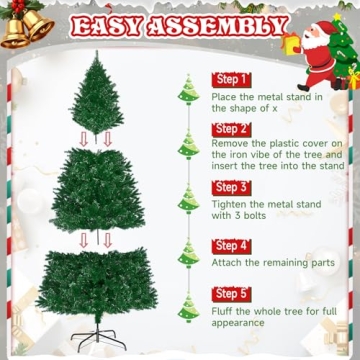 LEVELEVE 6FT Premium Pre-Lit Christmas Tree for Holidays