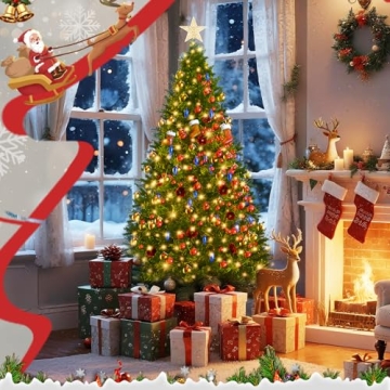 LEVELEVE 6FT Premium Pre-Lit Christmas Tree for Holidays