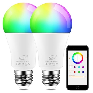 Transform Your Mood with ILC Alexa Smart 10W Light Bulbs – 16 Million Colors and Voice Control for...