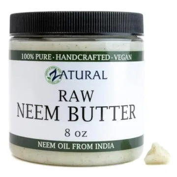 Organic Neem Butter for Sensitive Skin 8 oz., All-Natural Moisturizer with Neem Oil and Coconut Oil