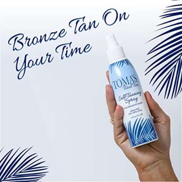 Toma's Total Tan Liquid Spray Instant Sunless Tanner - Whole Body Natural Looking Golden Bronze - Non-Sticky Streak-Free Application Color Guide - Paraben-Free, Tropical Scent - 6 oz