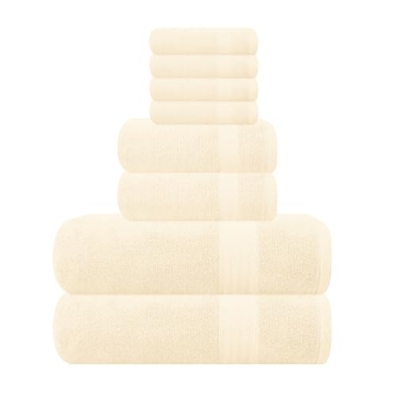 GLAMBURG Ultra Soft 8-Piece Towel Set - 100% Pure Ringspun Cotton, Stylish and Absorbent, Perfect fo...