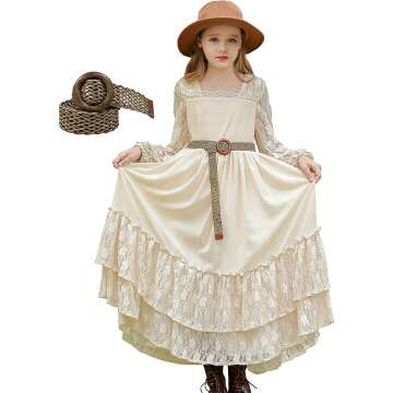 Elegant CCJRLM Girls Lace Dresses - Full-Length, Long Sleeve, Boho Style for Weddings & Easter