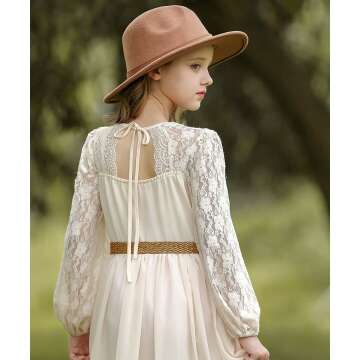 CCJRLM Boho Lace Dresses for Girls - Long Sleeve & Full-Length