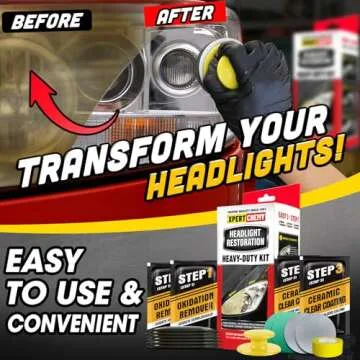 XPERTCHEMY Headlight Restoration Kit-Headlight Cleaner Removing The Heavy-Duty Yellowing, Clouding and Stains, Even Buffs Out Unsightly Hairline Scratches,No Power Tools Needed