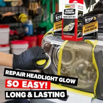 XPERTCHEMY Headlight Restoration Kit-Headlight Cleaner Removing The Heavy-Duty Yellowing, Clouding and Stains, Even Buffs Out Unsightly Hairline Scratches,No Power Tools Needed