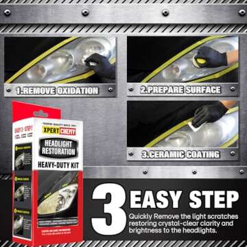 XPERTCHEMY Headlight Restoration Kit-Headlight Cleaner Removing The Heavy-Duty Yellowing, Clouding and Stains, Even Buffs Out Unsightly Hairline Scratches,No Power Tools Needed