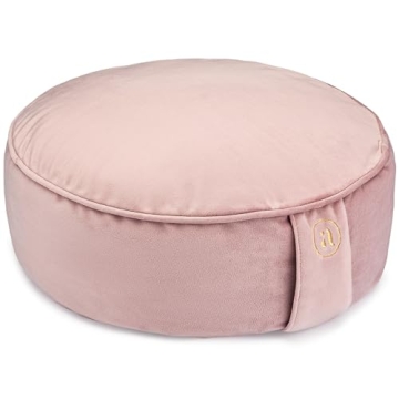 Buckwheat Meditation Cushion Round Zafu Yoga Pillow - Zafu Meditation Cushion Velvet with Zippered O...