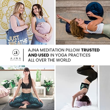 Buckwheat Meditation Cushion Round Zafu Yoga Pillow - Zafu Meditation Cushion Velvet with Zippered Organic Cotton Liner to Add or Remove Hulls | Machine Washable - Free Carry Bag (Rose Quartz)